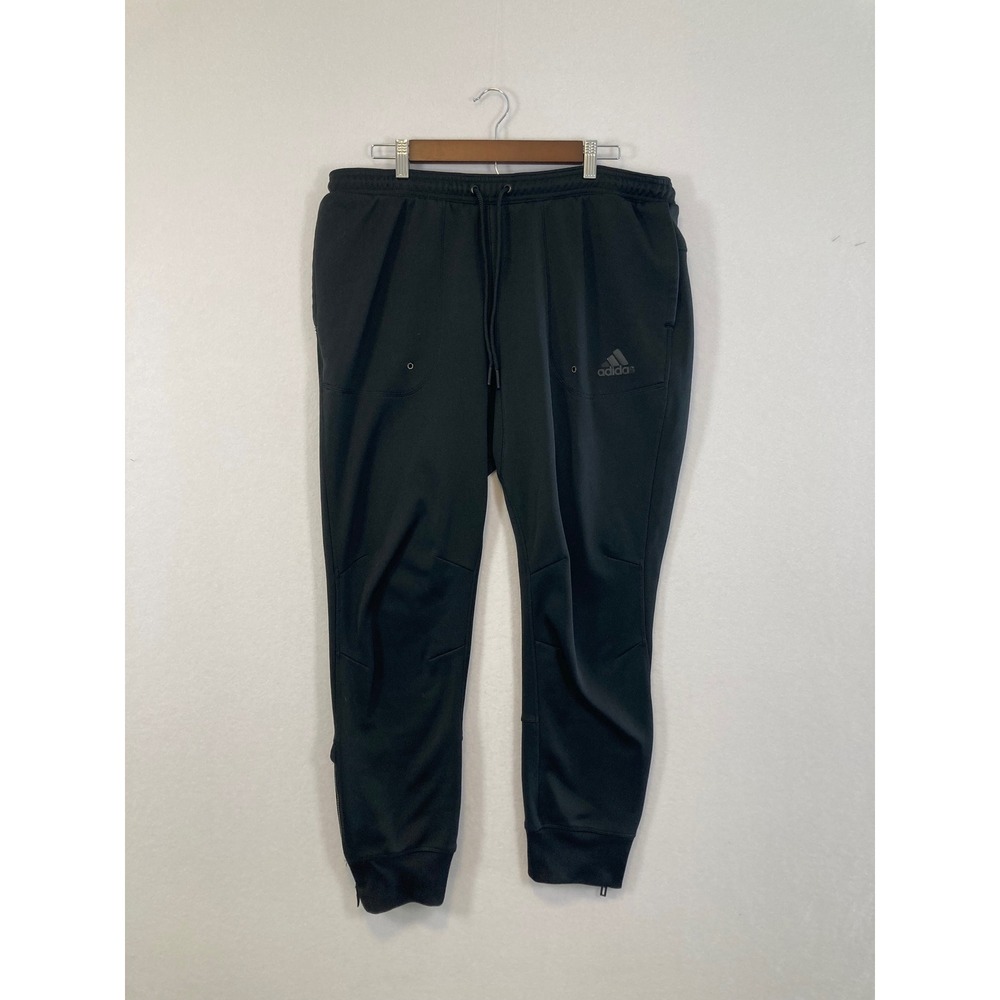 Adidas Men's Black Jogger Pants Athletic Sweatpants XL Zip‎ Cuffs Track